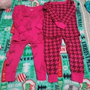 Carters Little girl set of Pink long sleeve Pants Outfit Size 12Months